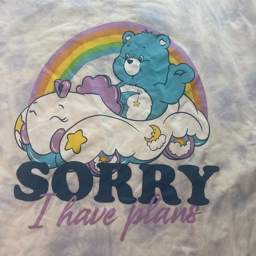 Care Bears TShirt Tee Size XXL Purple White‎ Short Sleeves Tie Dye Cotten Blend